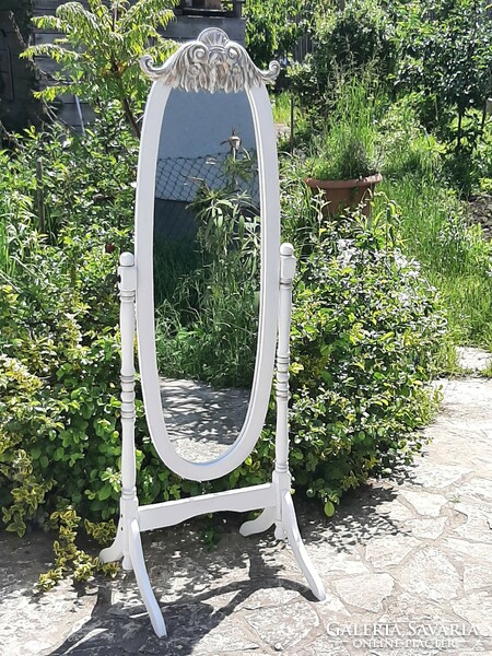 Provence, vintage standing mirror with beautiful hand carving on the top