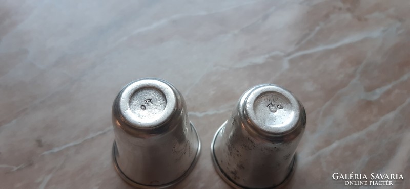 Two pieces of antique silver liquor glasses xix. End of No