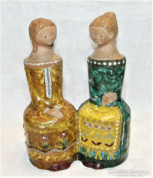 Early Antalfiné St. Catherine double-glazed ceramic figure - 29 x 22 cm