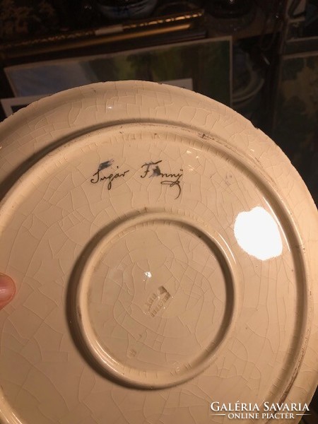 Fischer ceramic dinner plate from the 19th century. From the 19th century, 30 cm, beam with fanny sign