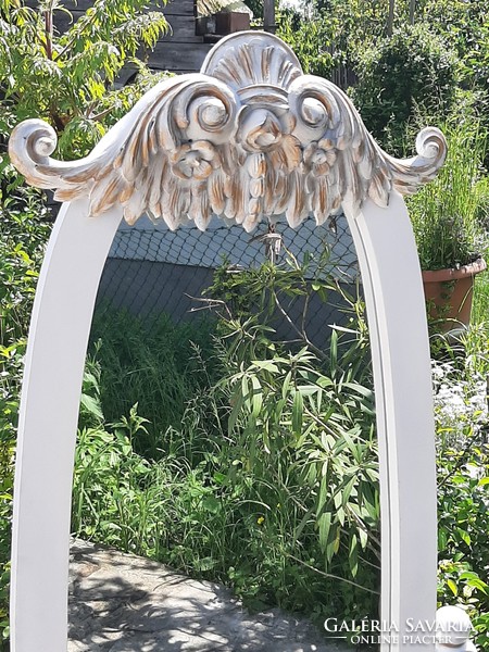 Provence, vintage standing mirror with beautiful hand carving on the top