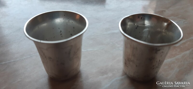 Két darab Antik ezüst likőrös pohár XIX. sz. vége