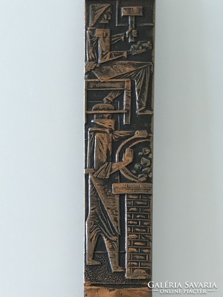 Iparművészeti bronz levélbontó kés, 24,5 cm