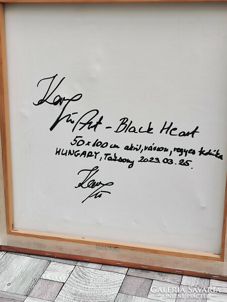 KarTü Art - BLACK HEART 50 x 100 cm festmény