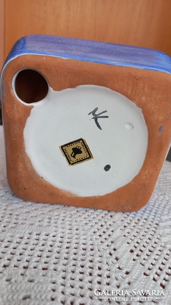Retro marked and signed industrial art ceramic ashtray, intact, 12.5 x 12.5 x 5 cm