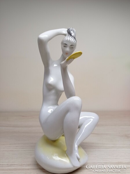 Zsolnay nude sculpture with mirror