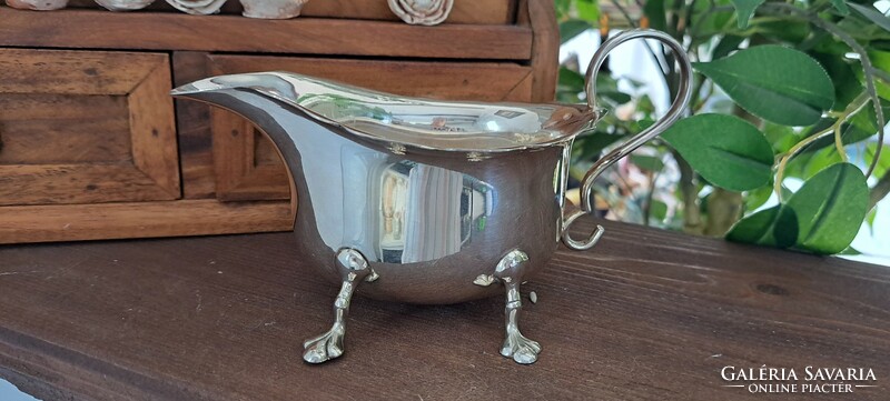 English silver-plated teapot, milk spout and sugar bowl