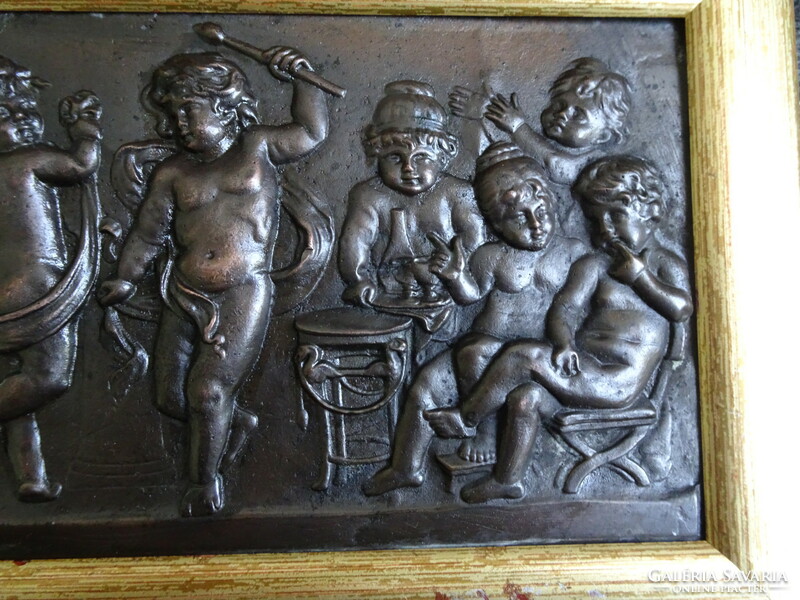 Musical puttos bronze wall decoration