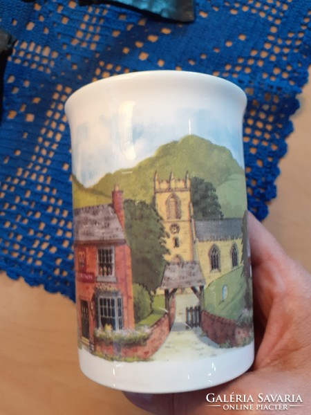 Crown Trent Staffordshire porcelain mug depicting an English landscape is flawless
