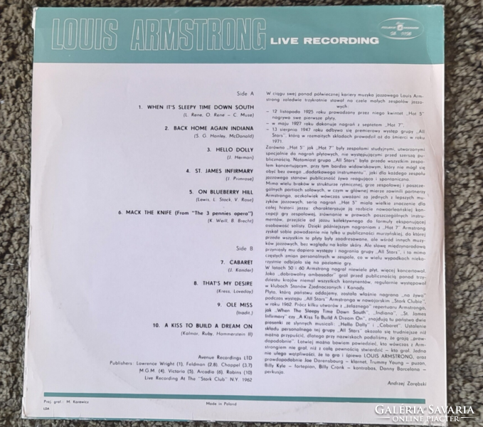 Louis Armstrong - live recording - LP 1974