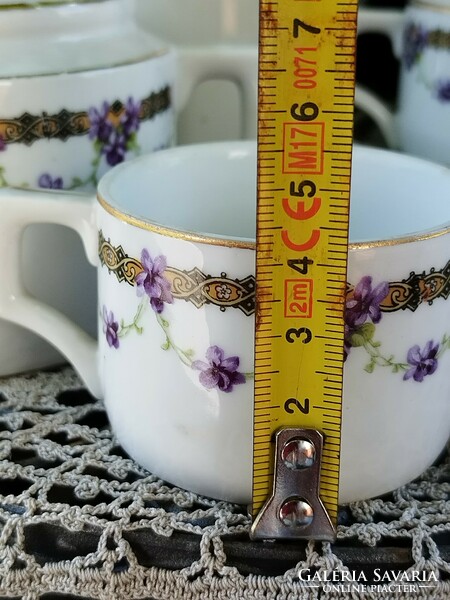 Zsolnay mocha, 4 pieces, with violet pattern