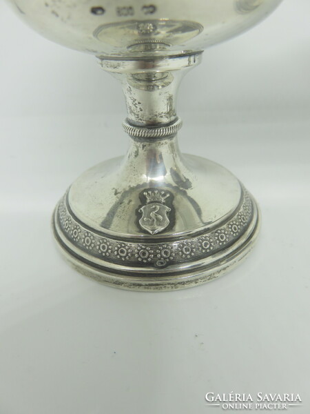 1 Pair of silver spice holders with noble coats of arms.