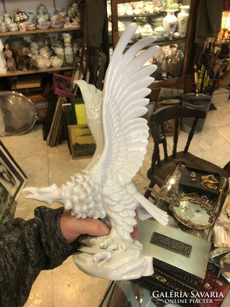 Herendi turul madár porcelán szobor, 33 x 25 cm-es nagyságú.