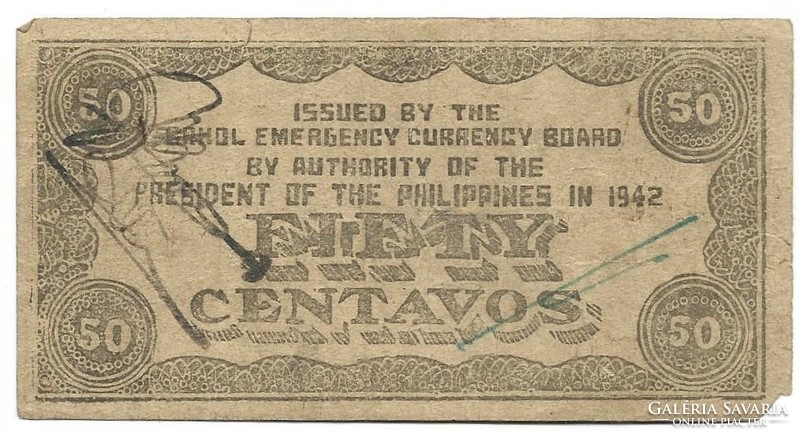 50 centavos 1942 Katonai kiadás Fülöp-szigetek 1.