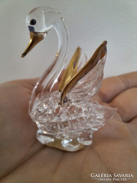 Industrial art glass swan with real gold