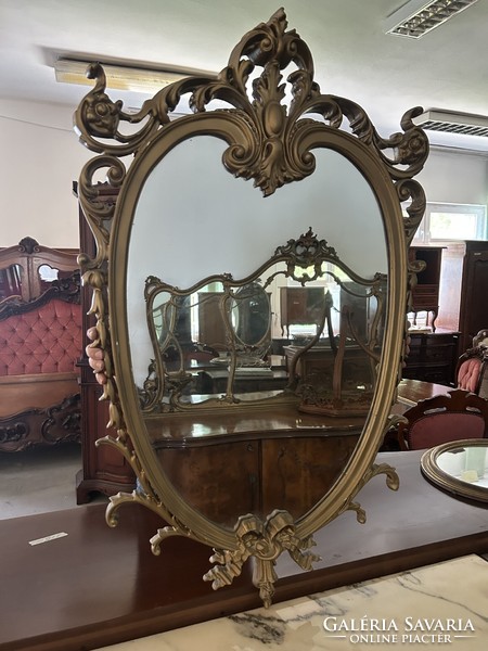 Gold marble flat console with mirror