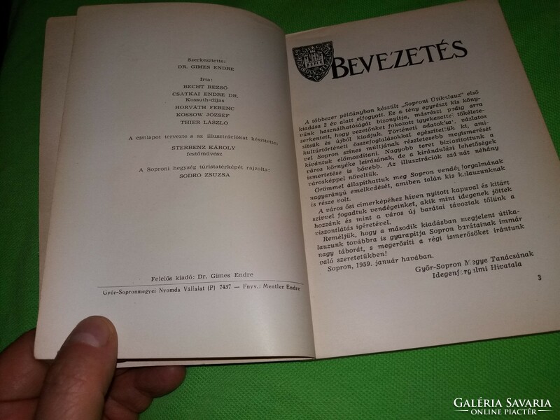 1959.Dr. Gimes Endre :Soproni útikalauz úti könyv gazdagon illusztrálva  képek szerint