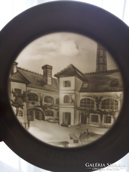 Herend lithophane plate - with the image of the Herend porcelain manufactory building