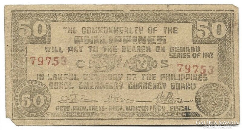 50 Centavos 1942 military issue Philippines 1.