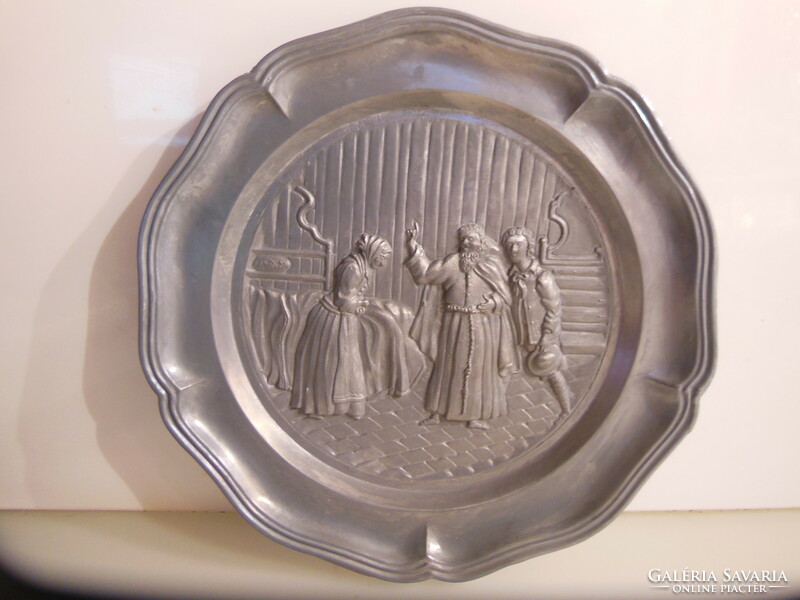 Plate - 22 cm - Holsteiner - 3 d - pewter - wall plate - unused - Austrian - perfect