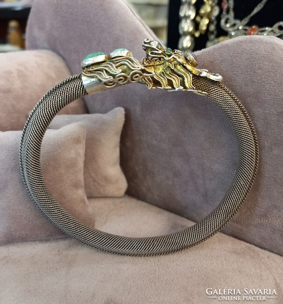 Antique silver bracelet dragon