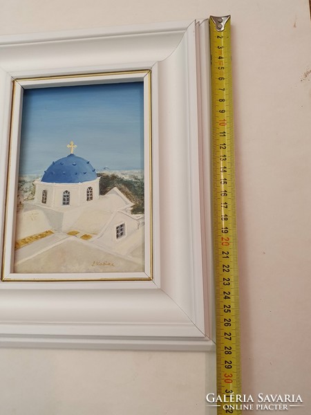 L.Katalin- Görög ország, Kék kupolás templom, olajfestmény