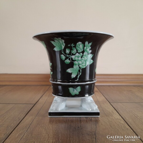 Old Herend black Victorian patterned vase