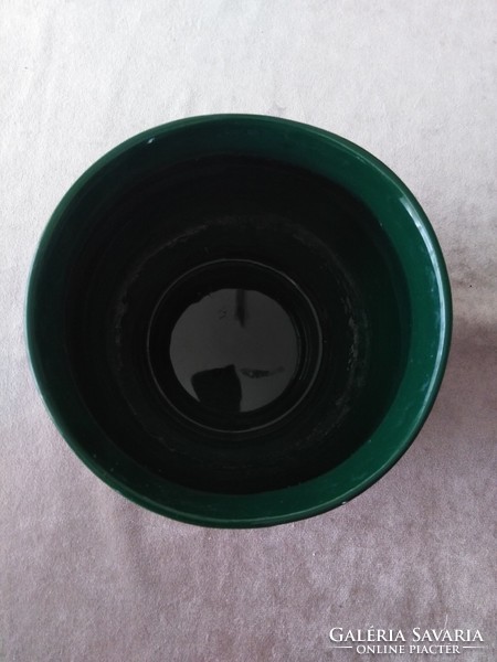 Ceramic pot, deep green - gilded with glaze