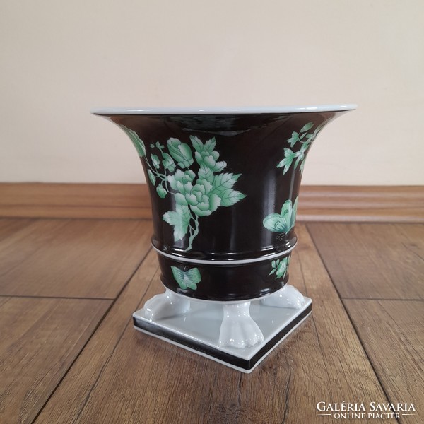 Old Herend black Victorian patterned vase