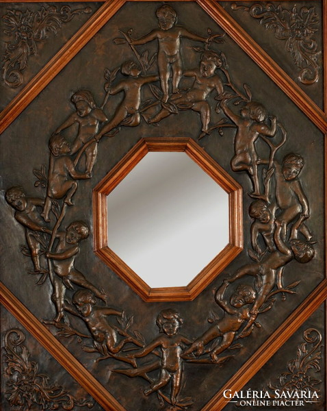 Francia tükör különlegesség - fa alapon bronz díszekkel