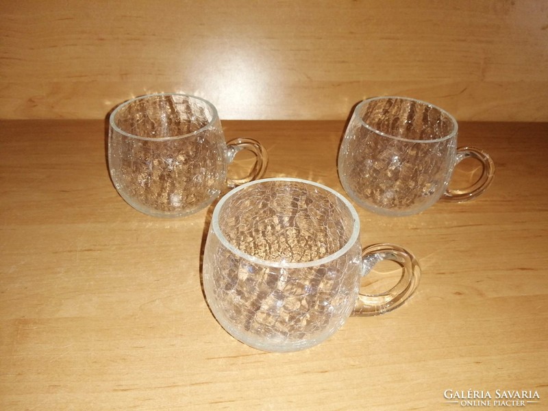 Fátyolüveg füles pohár 3 db egyben 7,2 cm magas (2/K)