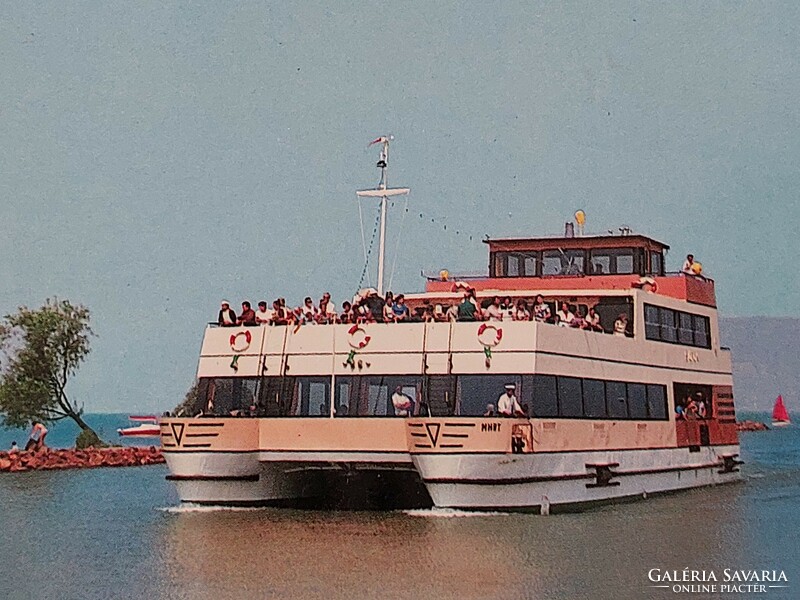 Old postcard Balaton photo postcard passenger ship