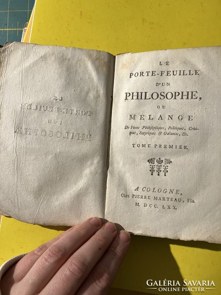Le portefeuille d'un philosophe, ou mélange de pièces philosophiques antik könyv Pierre Marteau 1770