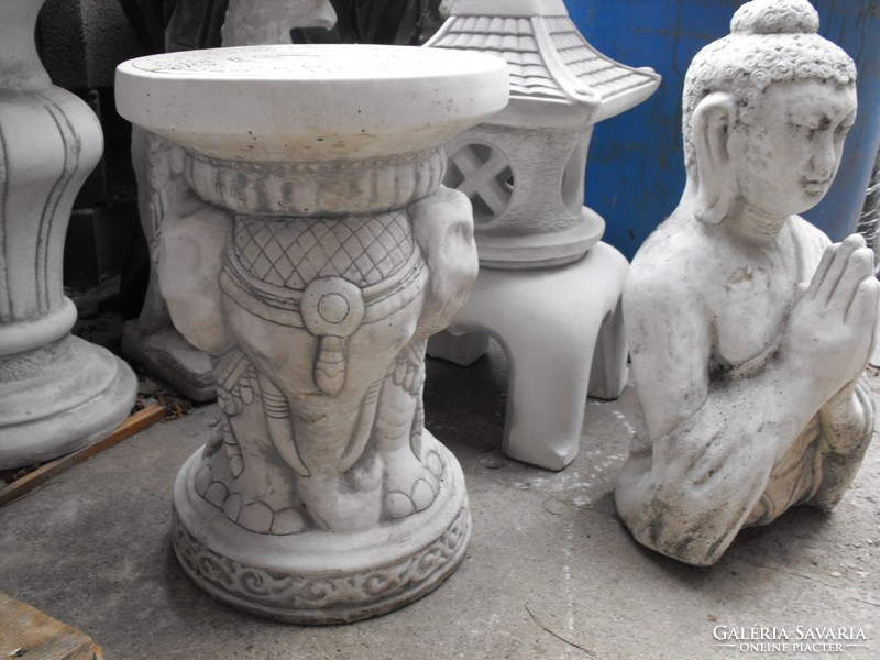 Rare Round Flower Elephant Stool Sculpture Pedestal Oriental Garden Builder Antifreeze Artificial Stone