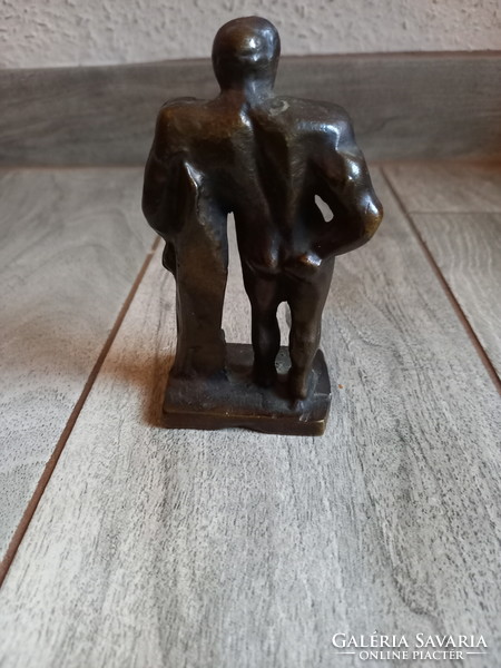 Régi öntött bronz szobor: Herkules (12x6,8x4 cm)