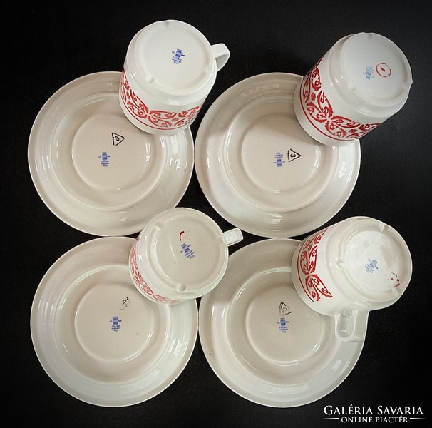 Zsolnay showcase coffee set red folk pattern mocha