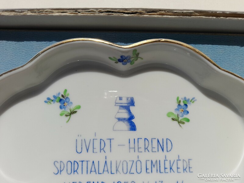 HERENDI porcelán ÜVÉRT 1950. emlék tálka eredeti dobozában