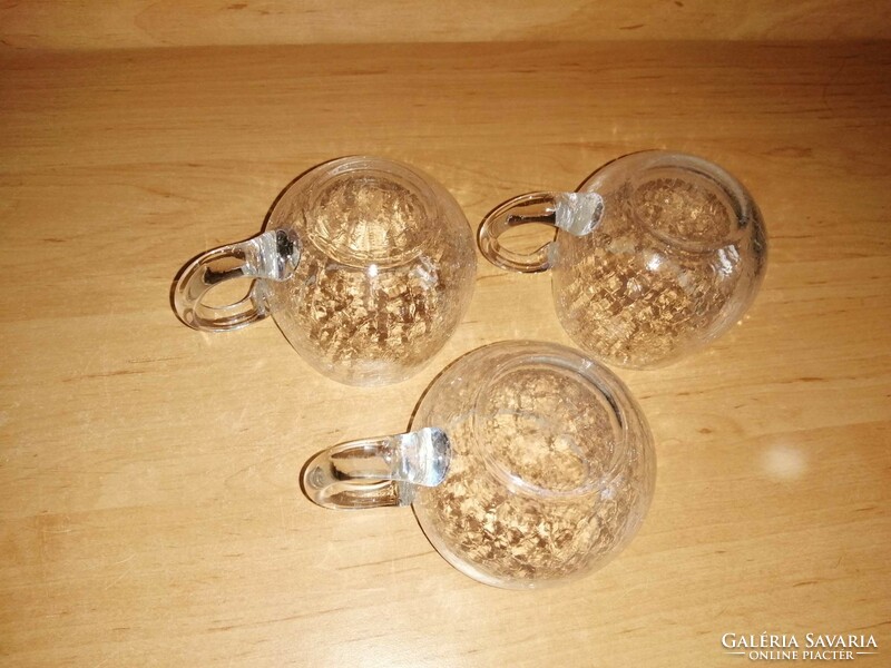 Fátyolüveg füles pohár 3 db egyben 7,2 cm magas (2/K)