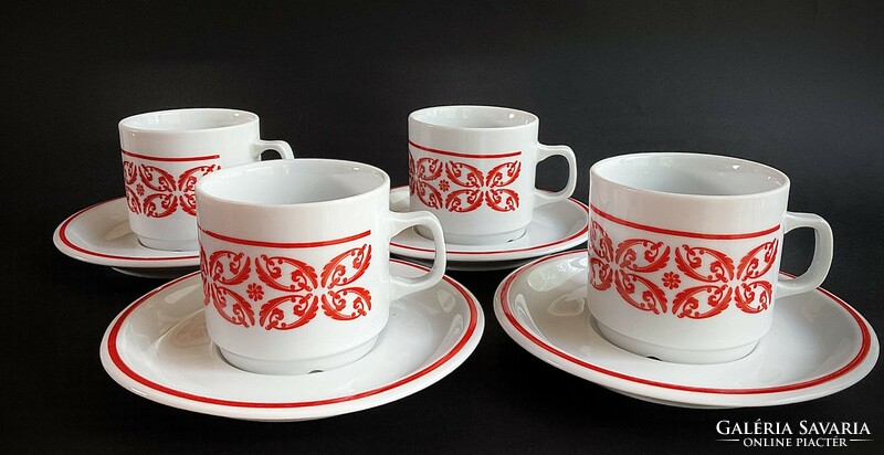 Zsolnay showcase coffee set red folk pattern mocha