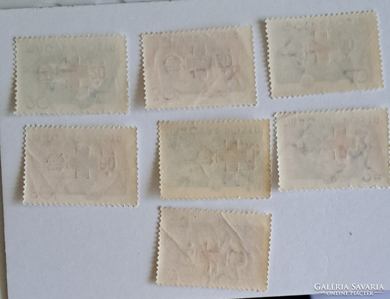 1957. A Magyar Vöröskereszt javára postatiszta bélyeg sor Mi 1549-1554 A/1/3
