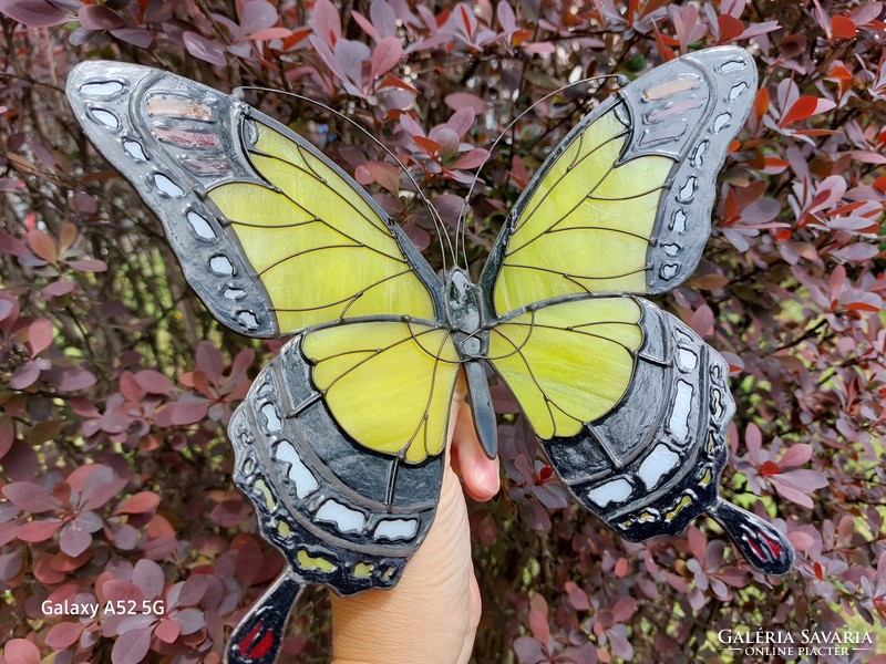 Unique glass butterfly made with sun yellow tiffany technique