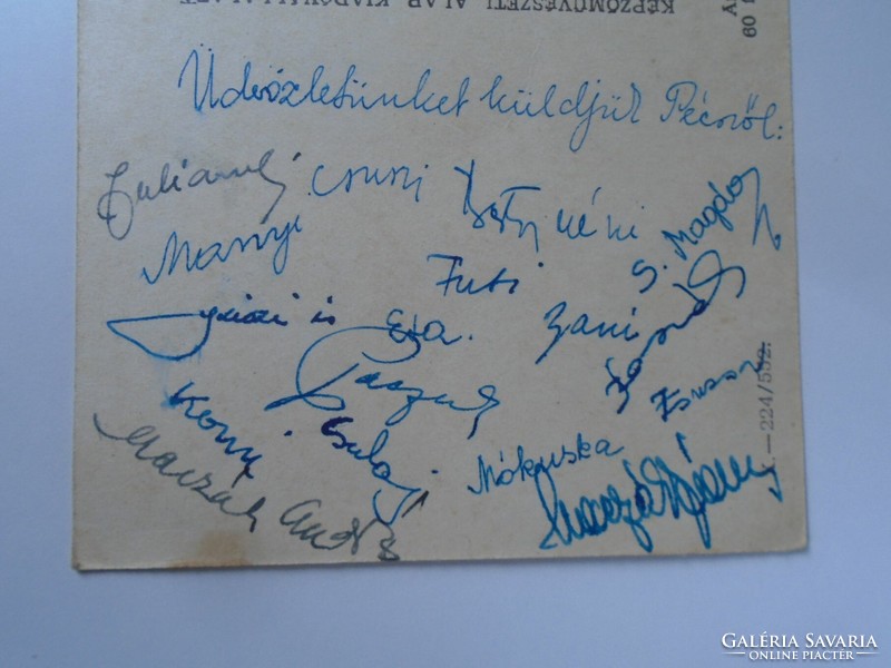D195586  Pécs sok aláírással (Gyula)   - képeslap  1950's