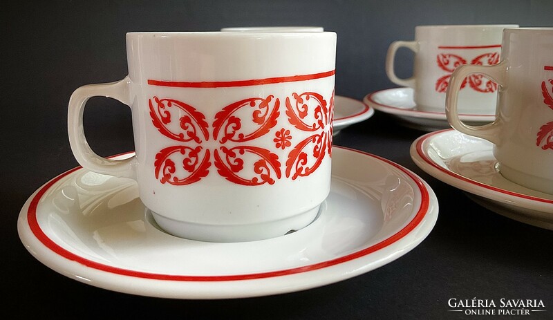 Zsolnay showcase coffee set red folk pattern mocha