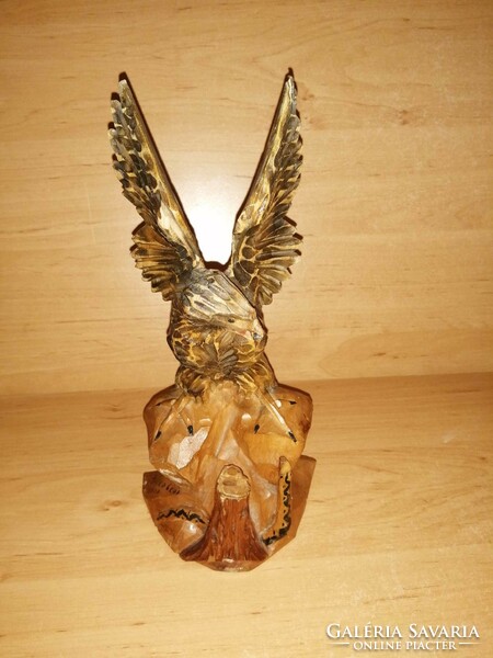 Retro carved wooden eagle bird 25 cm high (s)
