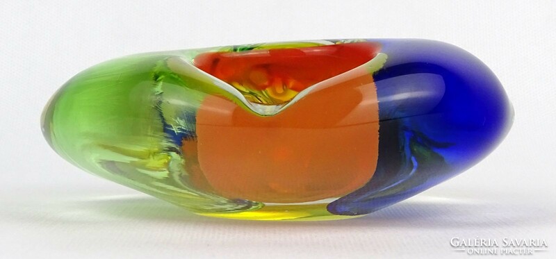 1M437 Fújtüveg BOHEMIA művészi üveg hamutál 14 cm