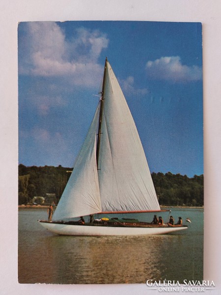 Old postcard 1984 Balaton photo postcard sailing