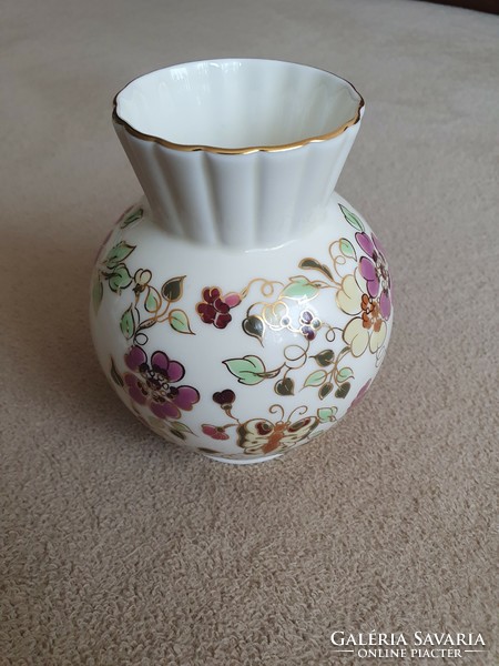 Zsolnay butterfly pattern vase 9.5×13cm