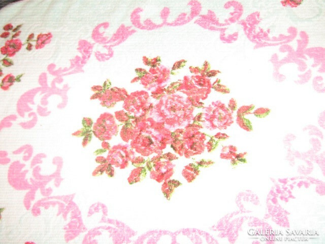 Beautiful vintage towel with a pink printed pattern