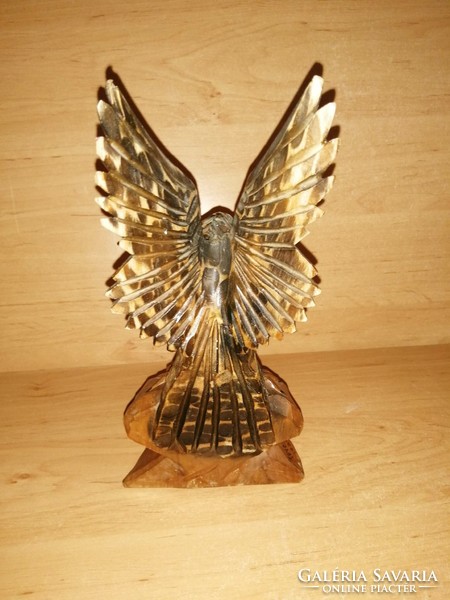 Retro carved wooden eagle bird 25 cm high (s)