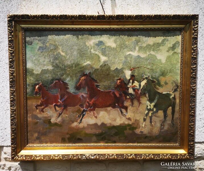 Fascinating stallion multi-figure equestrian painting andrás tóth csikós, masters: rudnay, glatz video was also made!